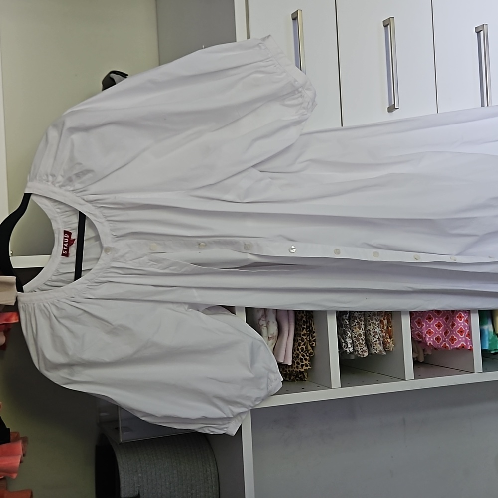 Staud like new white midi button down dress